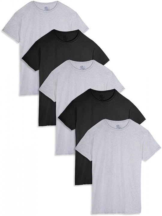 Undershirts Men's Stay Tucked Crew T-Shirt - Classic Fit - Black/Grey - 5 Pack - C018CCD2N89 $14.83