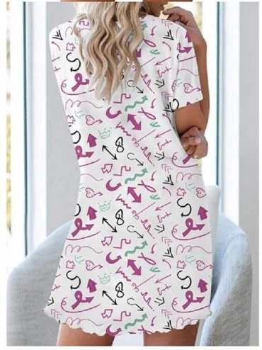 Nightgowns & Sleepshirts Womens Daily Short Dress Floral Print Lips Printed Nightgown - As8 - CJ1900HMZHY $22.48