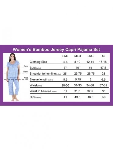 Sets Women's Sleepwear Bamboo Short Sleeve Top and Capri Pajama Set - Bird Trellis - Purple Top - C11940R0DNA $22.27