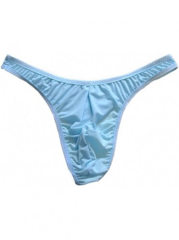 G-Strings & Thongs Men's Milk Silk G-String Thin Belt Thongs Underwear - Light Blue - CQ124FW1M6L $30.96