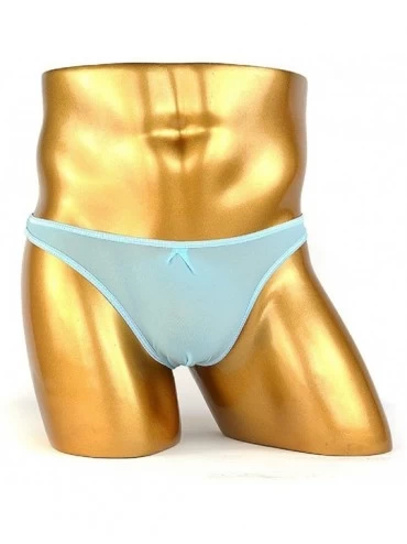 G-Strings & Thongs Men's Milk Silk G-String Thin Belt Thongs Underwear - Light Blue - CQ124FW1M6L $14.96