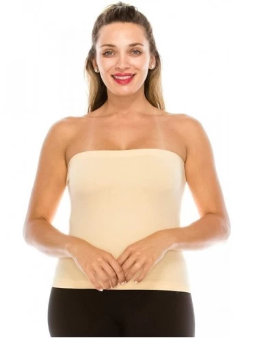 Camisoles & Tanks Medium Length Bandeau Bra Top - UV Protective Fabric UPF 50+ (Made with Love in The USA) - Off White-nude S...