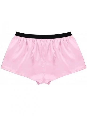 Boxers Men's Lightweight Shiny Stain Shorts Trunks Boxer Briefs Underwear Nightwear - Pink - CJ18GTGX6HD $12.00