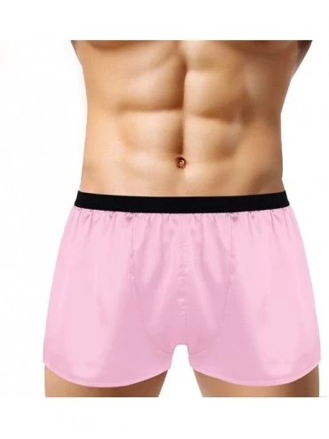 Boxers Men's Lightweight Shiny Stain Shorts Trunks Boxer Briefs Underwear Nightwear - Pink - CJ18GTGX6HD $12.00