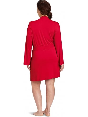 Robes Women's Plus-Size Wrap Robe- Red- 1X - CF119QECZSX $44.44