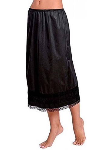 Slips Women's Solid Smooth Lace Trim Half Skirt Slip Underskirt L-XXXL - Black - CM18ERD5A3S $28.40