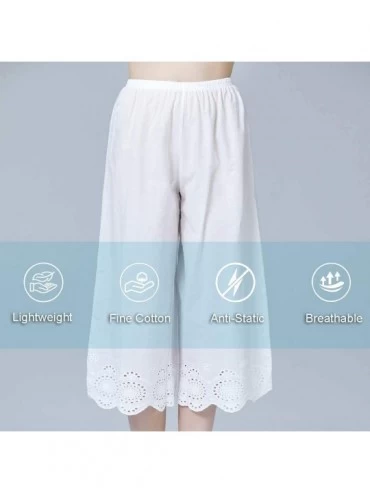 Slips Vintage Cotton Pettipants Culotte Slip Cropped Sleepwear Pants with Lace Edge in Ivory Maxi - Ivory - CM19D8L9YR7 $19.76