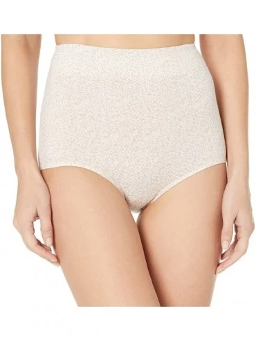 Panties Women's No Pinching No Problems 3 Pack Cotton Tailored Brief Panties - White/Toasted Almond/Print - CW18YIE6USH $12.84