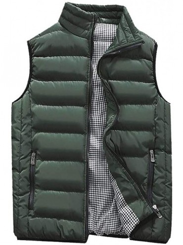Briefs Men's Autumn Winter Full Zip Lightweight Water-Resistant Packable Puffer Vest - Army Green - CC1954ULQUT $48.73
