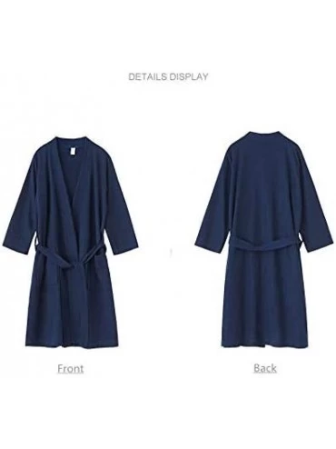Robes Women's Robes Kimono Ladies Waffle Weave Soft Nightwear Lightweight Bathrobe - Navy - CG199NI6RE4 $17.60