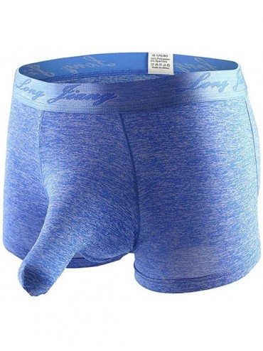 Boxer Briefs Men's Sexy Separate Pouch Boxer Brief Underwear Sleeve Prevent Friction - Blue - C218K0XQLSK $26.39