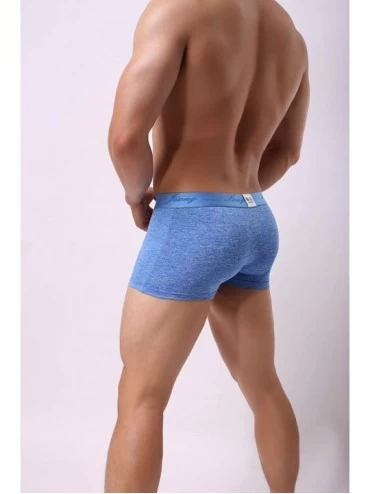 Boxer Briefs Men's Sexy Separate Pouch Boxer Brief Underwear Sleeve Prevent Friction - Blue - C218K0XQLSK $12.74