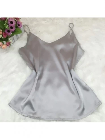 Baby Dolls & Chemises Sleepwear Satin Cami Tops Sexy Nighties Silk Lingerie Short Pajamas Plus Size for Women Multi-Color - G...