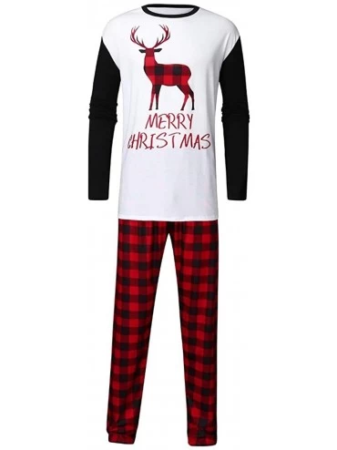 Sleep Sets Christmas Matching Family Pajamas Set- Dads Plaid Deer Printed Xmas Family Nightclothes White - CK18ZGC4ZZ4 $21.46
