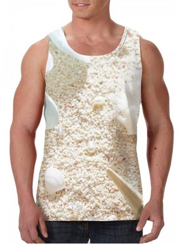 Undershirts Men's Fashion Sleeveless Shirt- Summer Tank Tops- Athletic Undershirt - Starfish Conch Seashell - CU19D86989M $43.05