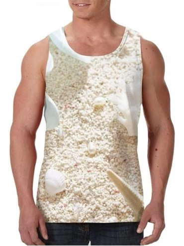 Undershirts Men's Fashion Sleeveless Shirt- Summer Tank Tops- Athletic Undershirt - Starfish Conch Seashell - CU19D86989M $38.05