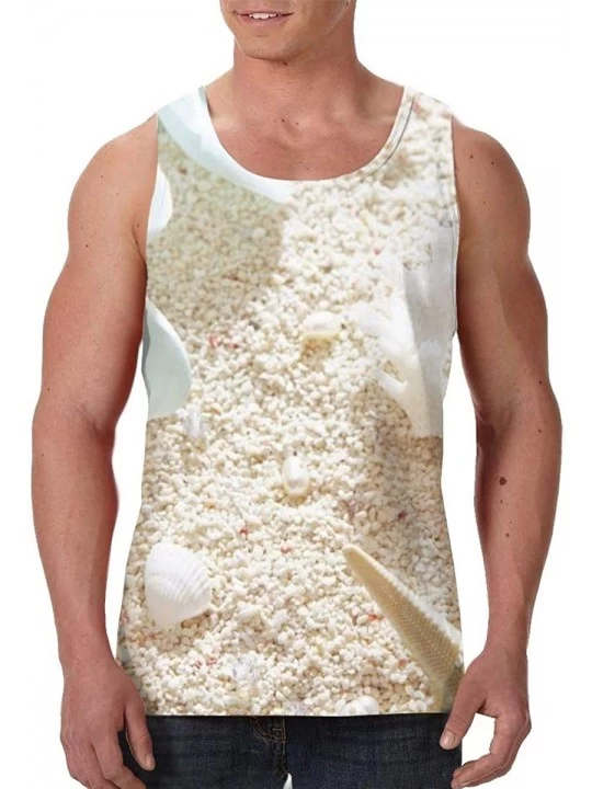 Undershirts Men's Fashion Sleeveless Shirt- Summer Tank Tops- Athletic Undershirt - Starfish Conch Seashell - CU19D86989M $19.02