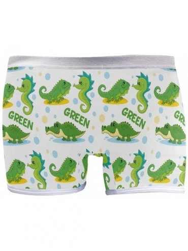 Panties Women's Soft Boy Short Neon Splatter Boxer Brief Panties - Green Crocodile Iguana and Seahorse - CV18T94Z5WO $18.86