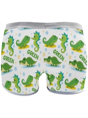 Panties Women's Soft Boy Short Neon Splatter Boxer Brief Panties - Green Crocodile Iguana and Seahorse - CV18T94Z5WO $18.86