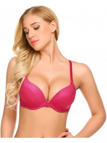 Bras Bras for Women Underwire Push up T-Shirt Bra Perfectly Fit Padded Bras 32A-38DD - Rosered - CN18KC9ESW6 $37.00