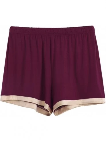 Sets Womens Pajama Shorts Set Soft Pjs Scoop Neck Sleepwear - Wine - CJ18ON2GEHX $23.24