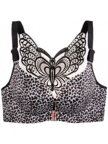Bras Front Closure Seamless Leopard Push Up Bra Plus Size Bralette Butterfly Bras for Women Sexy Wireless Brassiere Big Bra -...