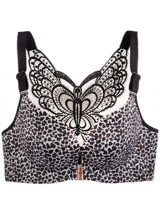 Bras Front Closure Seamless Leopard Push Up Bra Plus Size Bralette Butterfly Bras for Women Sexy Wireless Brassiere Big Bra -...