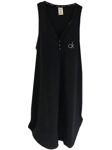 Nightgowns & Sleepshirts Calvin Klein Women Viscose Rib Sleeveless Night Shirt QP2076O - Black - CY18ZAUUT2S $47.45