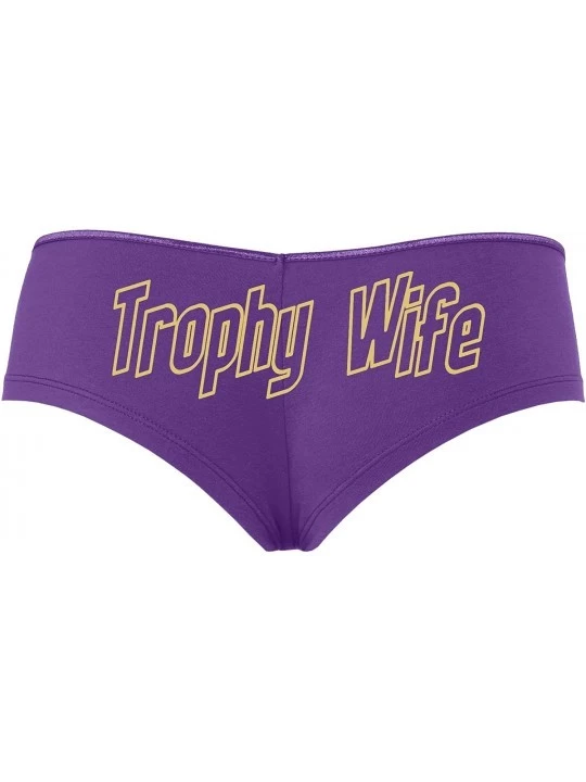 Panties Trophy Wife Panty Game Shower Gift Hotwife Cute Purple Boyshort - Sand - C118SRNSQW9 $15.15