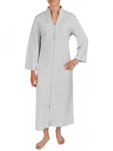Robes Long Lightweight Quilt-in Knit Zipper BathGrey Heather - CR18XOZ0UME $66.30