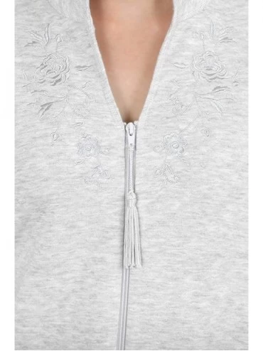 Robes Long Lightweight Quilt-in Knit Zipper BathGrey Heather - CR18XOZ0UME $29.97