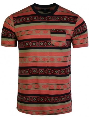 Undershirts 2 Pack Men's Graphic Casual Short Sleeve Pocket T-Shirt - Orange / Black - CI18W9K9XY7 $32.94