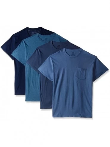 Undershirts Men's Pocket T-Shirt Multipack (Medium (38-40)- Luxury Blues Collection) - CD18Q27E6TA $23.66
