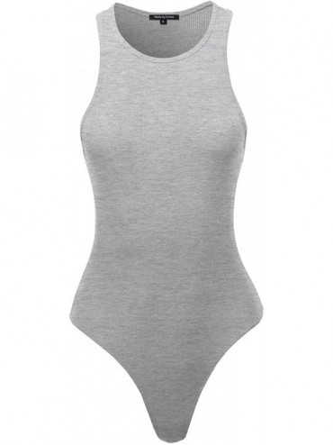 Shapewear Women's Classic Solid Sleeveless Scoop Neck Bodysuit - Fewtkv0061 Heather Gray - CS18TWILSE7 $26.05
