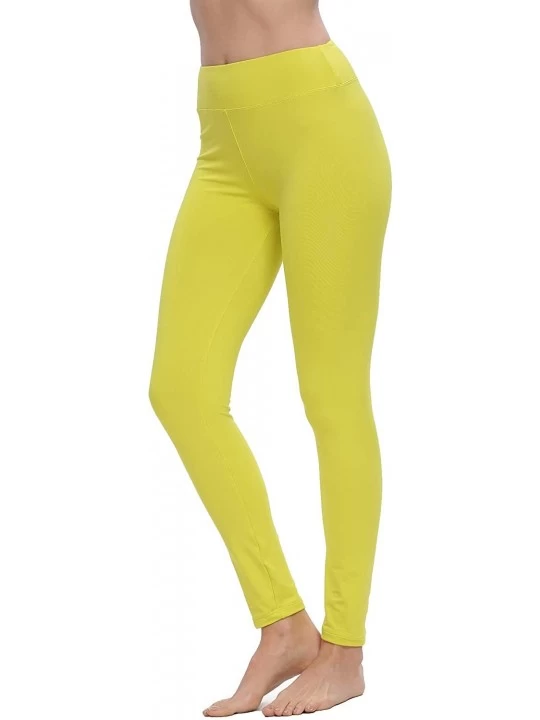 Thermal Underwear Women's Stretch Fleece Lined Warm Thermal Underwear Bottoms Leggings - Neon Yellow - CS1947G5RT4 $13.94