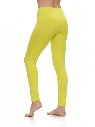 Thermal Underwear Women's Stretch Fleece Lined Warm Thermal Underwear Bottoms Leggings - Neon Yellow - CS1947G5RT4 $13.94