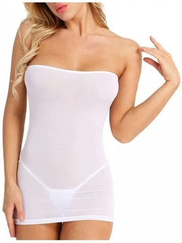 Sets Women Erotic Underwear Bodycon Cocktail Party See-Through Mini Dress Nightwear - White - C718UZZ6N5O $20.90