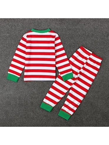 Sleep Sets Women Men Family Christmas Pajama Suit Classics Xmas Striped Sleepwear Nightwear Party Cotton Clothes Set - Red - ...