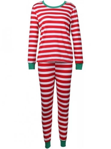 Sleep Sets Women Men Family Christmas Pajama Suit Classics Xmas Striped Sleepwear Nightwear Party Cotton Clothes Set - Red - ...