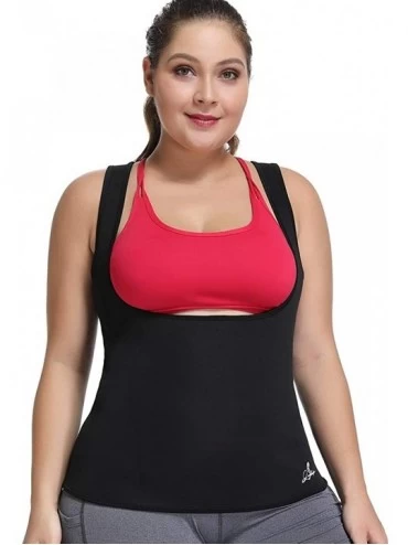 Shapewear Sweat Waist Trainer for Women Weight Loss Sauna Effect Neoprene Sweat Vest Plus Size - Black - CM18KGDZZYH $47.87