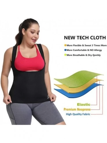 Shapewear Sweat Waist Trainer for Women Weight Loss Sauna Effect Neoprene Sweat Vest Plus Size - Black - CM18KGDZZYH $23.00