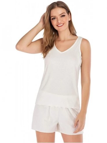 Sets Women's V-Neck Pajamas Tank and Shorts Set - Ivory - CW18W6H68R9 $26.33