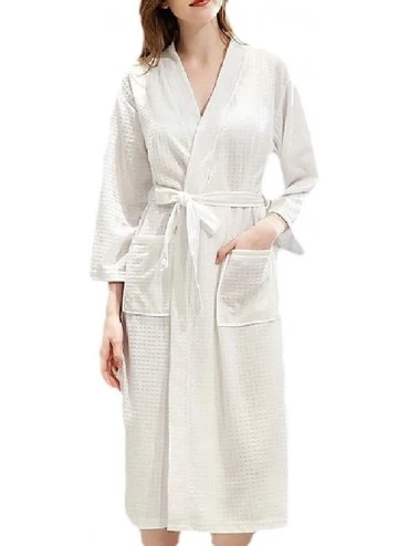 Robes Women Cardigan Sleepwear Pockets Kimono Solid Color Nightwear Cotton Robe - 6 - CU19CRH26UA $26.24