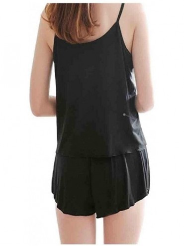Sets Women's Everyday Sleepwear Baggy Casual Slim Fit Crop Top+Shorts Set - Black - CJ19C73KDG5 $46.94