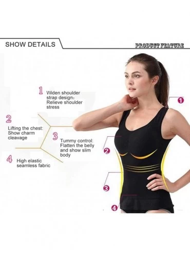 Shapewear Women's Cami Shaper Tank Top with Built in Bra Removable 2 Packs - Black-khaki - CP18GMRQDS2 $28.24