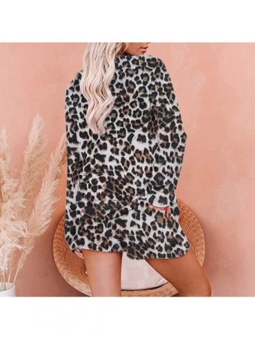 Nightgowns & Sleepshirts Womens Tracksuit Tie-Dye Leopard Shorts Sets Leisure Lounge Wear Suit Sleepwear Pajamas - Brown - CZ...