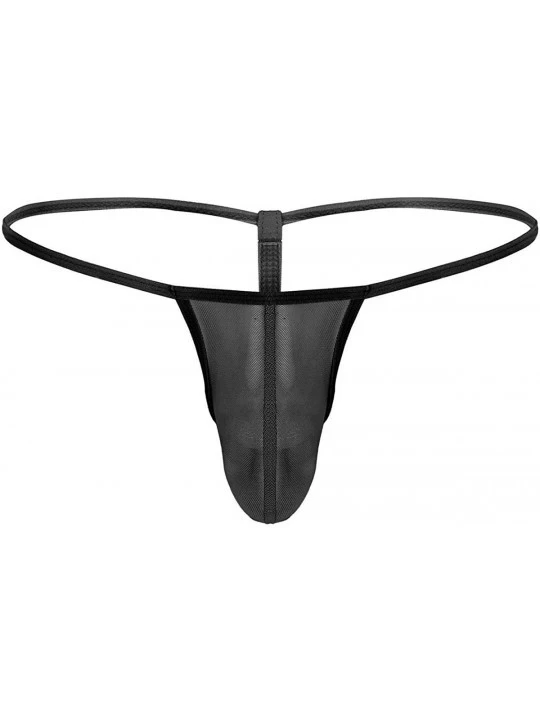 G-Strings & Thongs Men's Sheer Mesh See Through Low Rise Bulge Pouch G-String Thong T-Back Underwear - Black - CF19DCY4GZG $1...