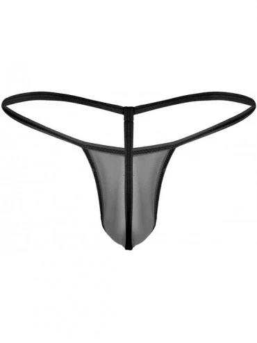 G-Strings & Thongs Men's Sheer Mesh See Through Low Rise Bulge Pouch G-String Thong T-Back Underwear - Black - CF19DCY4GZG $1...