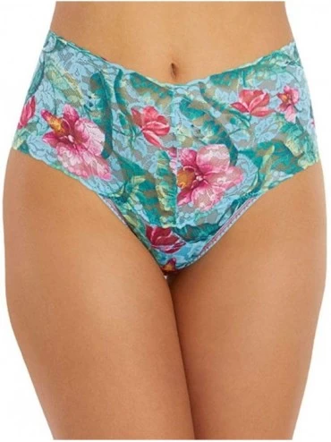 Panties Women's Plus Size Retro Thong - Blue Multi - CC18ZR5N9EX $32.30