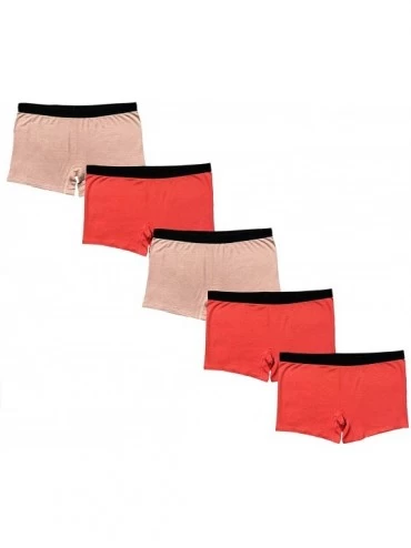Panties Women's Boyshort Panties Viscose Underwear Pack of 3 or Pack of 5 - Coral-3- Pearl-2- (Pack of 5) - CJ19G5OUCGQ $51.32